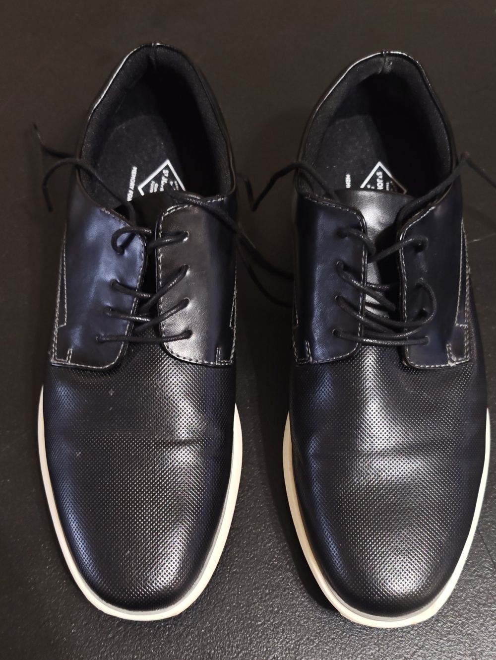 St. John's Bay Black Lace-Up Derby Shoes with White Sole